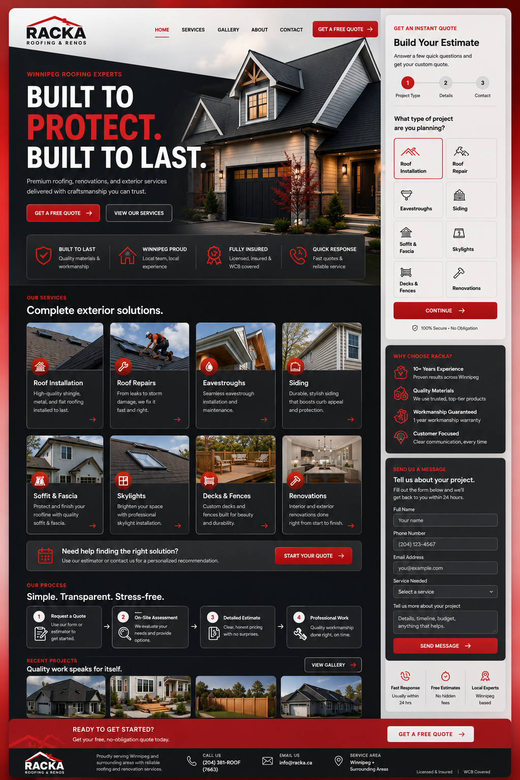 Racka Roofing website showcase